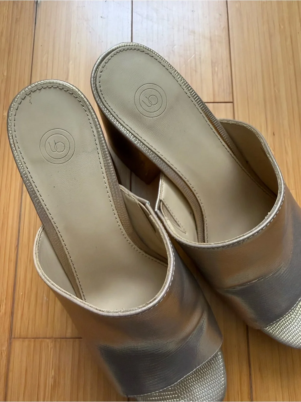 Urban Outfitters Metallic Gold Platform Mule Heels